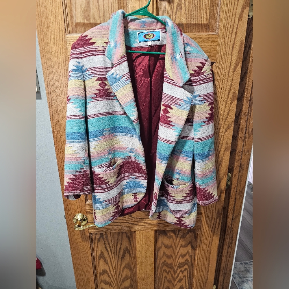 Colorful Vintage 80's Southwestern Patterned Blazer